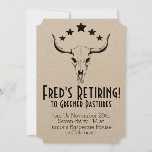 Cow Skull Western Retirement Party Invitation
