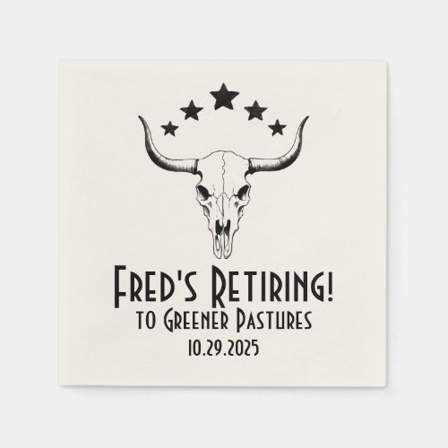 Cow Skull Western Retirement Party Napkins