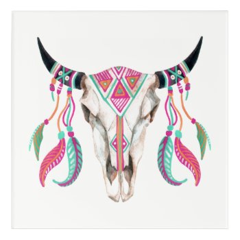 Cow Skull With Dream Catchers Acrylic Print by paul68 at Zazzle
