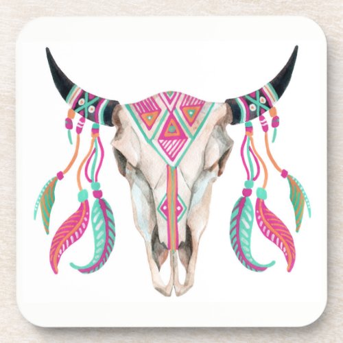 Cow Skull with Dream Catchers Drink Coaster