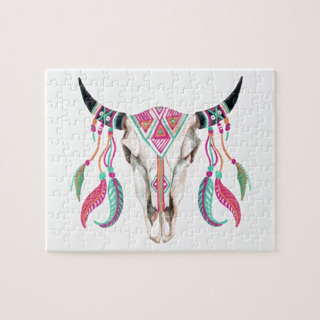 Cow Skull with Dream Catchers Jigsaw Puzzle (Horizontal)