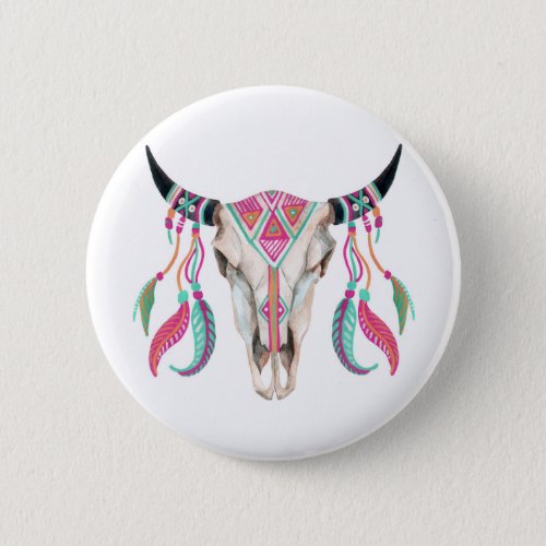 Cow Skull with Dream Catchers Pinback Button