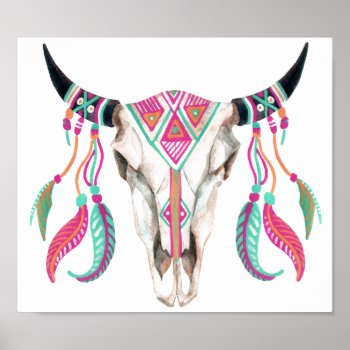 Cow Skull With Dream Catchers Poster by paul68 at Zazzle
