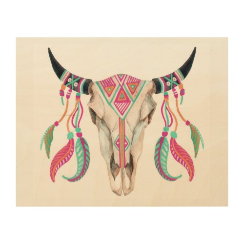 Cow Skull with Dream Catchers Wood Wall Decor