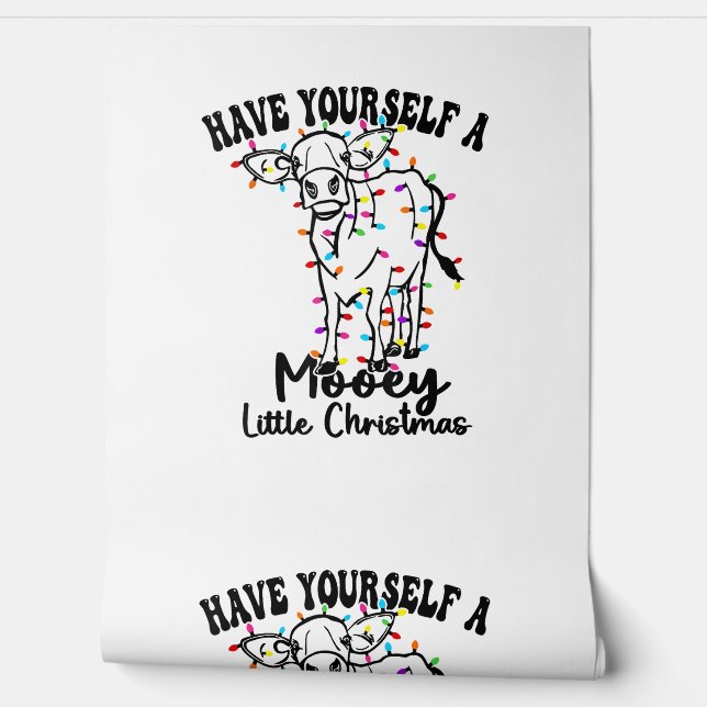 Cow & Snow Have Yourself A Mooey Little Christmas  Wallpaper (Unrolling)