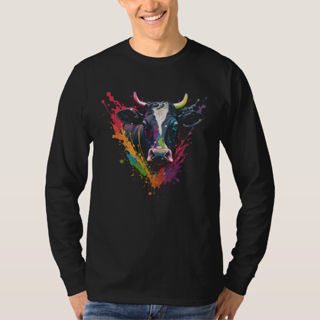 Cow Splash Cattle Retro Cattle Farmer Cowshed Catt T-Shirt (Front)