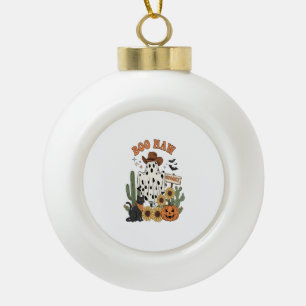 Cow Spot Ghost Western-Funny Halloween Ceramic Ball Christmas Ornament