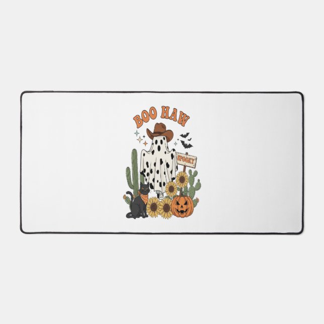 Cow Spot Ghost Western-Funny Halloween Desk Mat (Front)