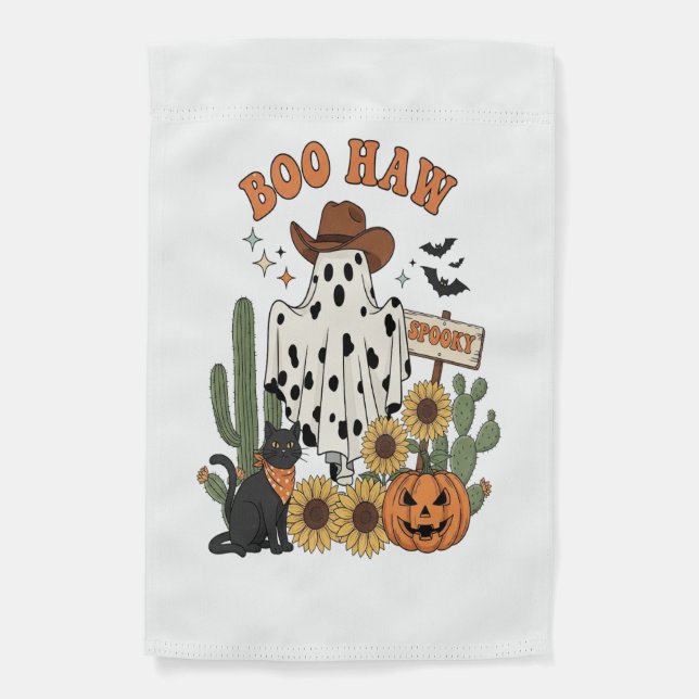 Cow Spot Ghost Western-Funny Halloween Garden Flag (Front)