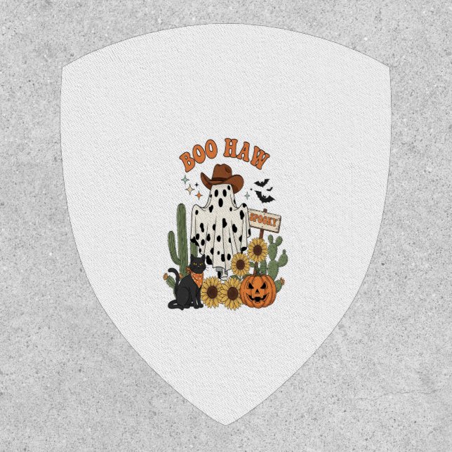 Cow Spot Ghost Western-Funny Halloween Patch (Front)