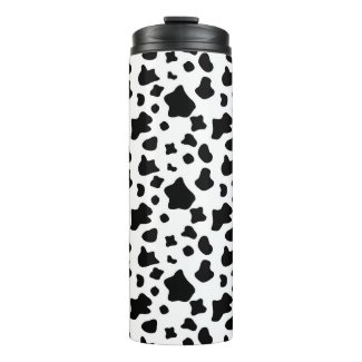 Cow spots, animal fur print, black & white splash thermal tumbler