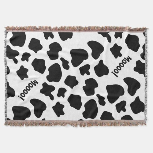 Cow spots animal print pattern woven throw blanket