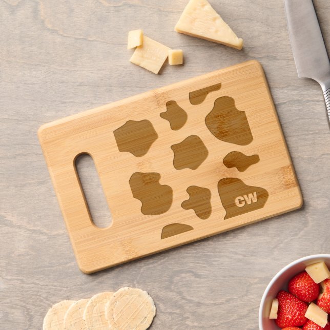 Cow spots custom engraved wood cutting board (Cheese)