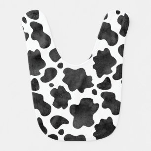 Cow Spots Pattern Black and White Animal Print Baby Bib