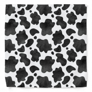 Cow Spots Pattern Black and White Animal Print Bandana