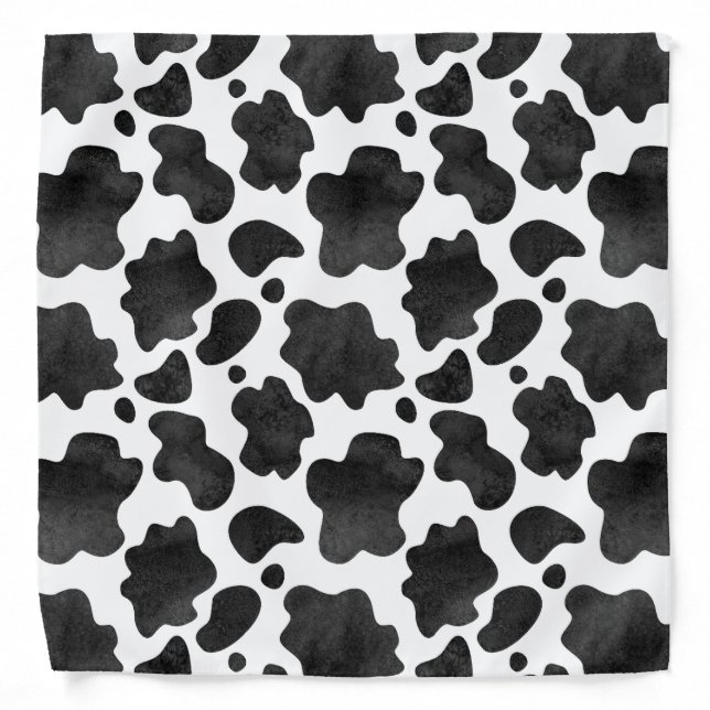 Cow Spots Pattern Black and White Animal Print Bandana (Front)