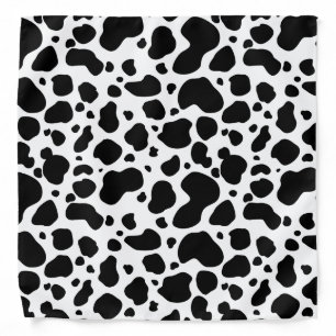 Cow Spots Pattern Black and White Animal Print Bandana