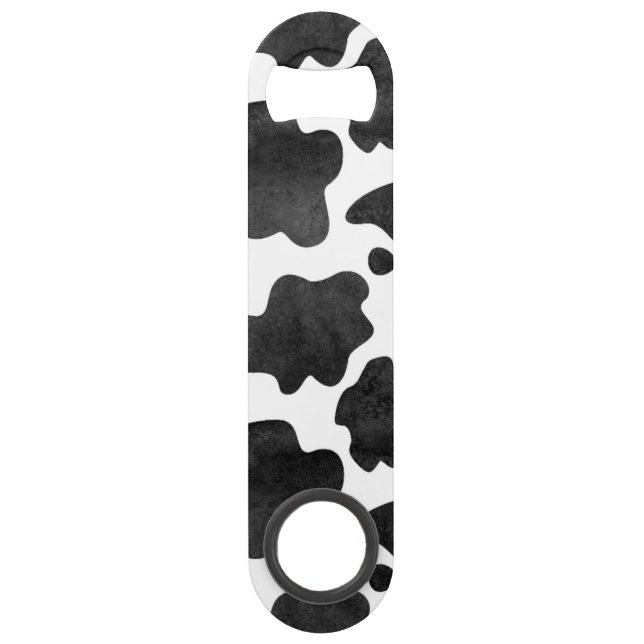 Cow Spots Pattern Black and White Animal Print Bar Key (Front)