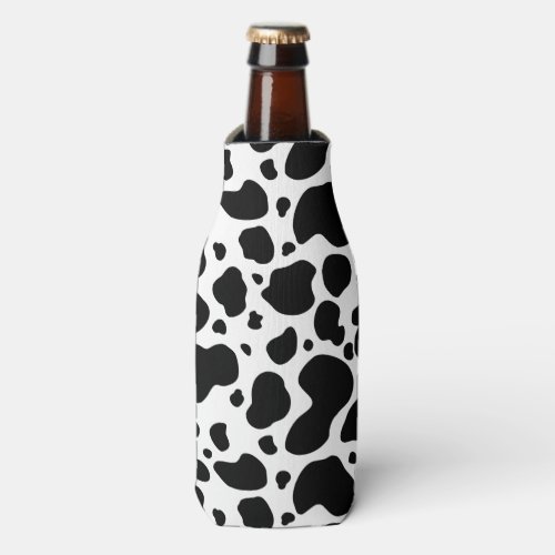 Cow Spots Pattern Black and White Animal Print Bottle Cooler