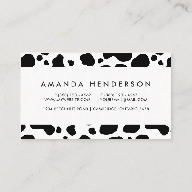 Cow Spots Pattern Black and White Animal Print Business Card