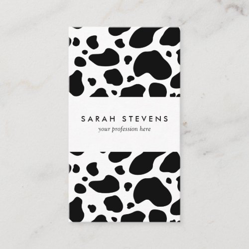 Cow Spots Pattern Black and White Animal Print Business Card