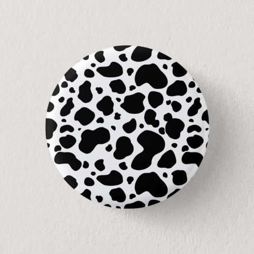 Cow Spots Pattern Black and White Animal Print Button