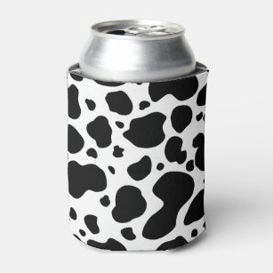 Cow Spots Pattern Black and White Animal Print Can Cooler