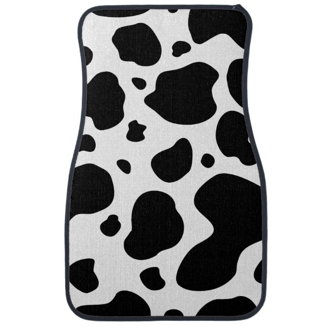 Cow Spots Pattern Black and White Animal Print Car Mat (Front)