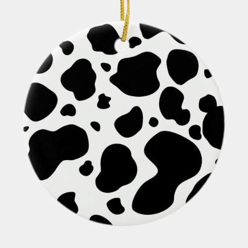 Cow Spots Pattern Black and White Animal Print Ceramic Ornament