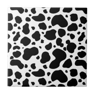 Cow Spots Pattern Black and White Animal Print Ceramic Tile