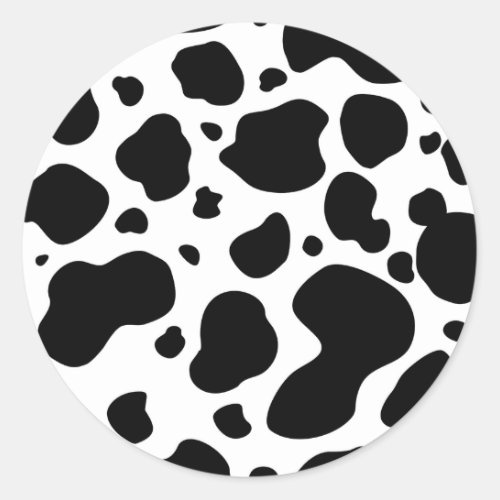 Cow Spots Pattern Black and White Animal Print Classic Round Sticker