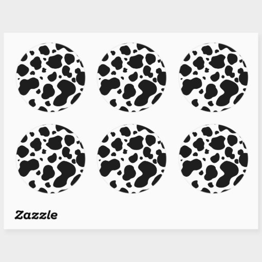 Cow Spots Pattern Black and White Animal Print Classic Round Sticker ...