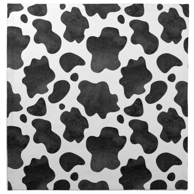 Cow Spots Pattern Black and White Animal Print Cloth Napkin (Front)