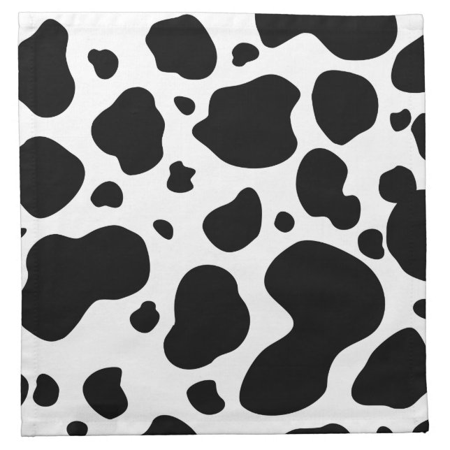 Cow Spots Pattern Black and White Animal Print Cloth Napkin (Front)