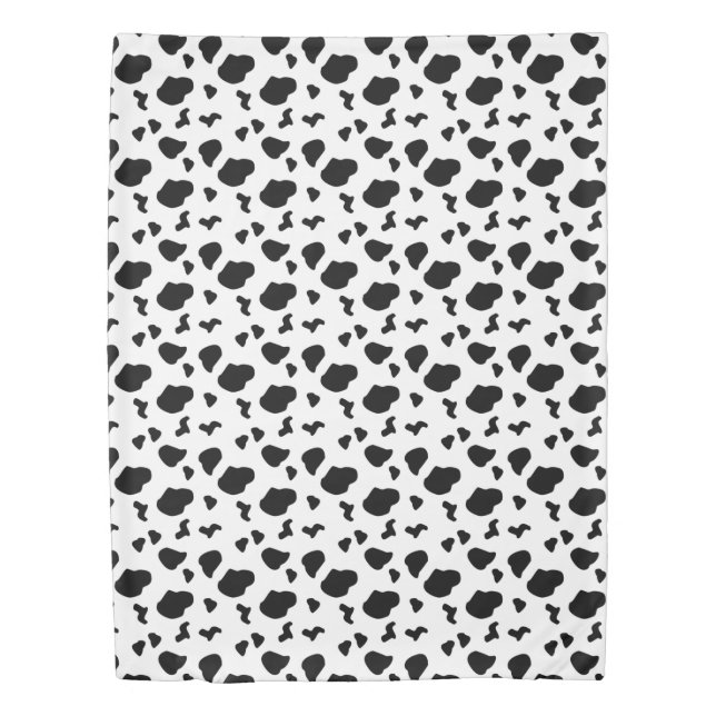 Cow Spots Pattern Black and White Animal Print Duvet Cover (Front)