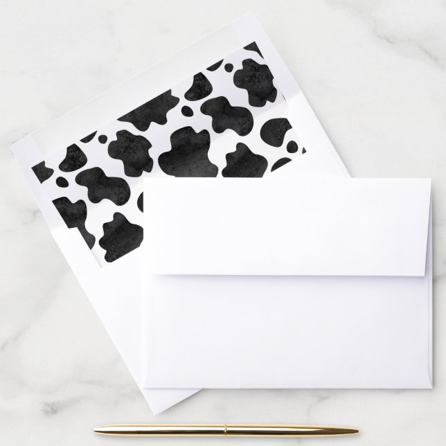 Cow Spots Pattern Black and White Animal Print Envelope Liner (Desk)