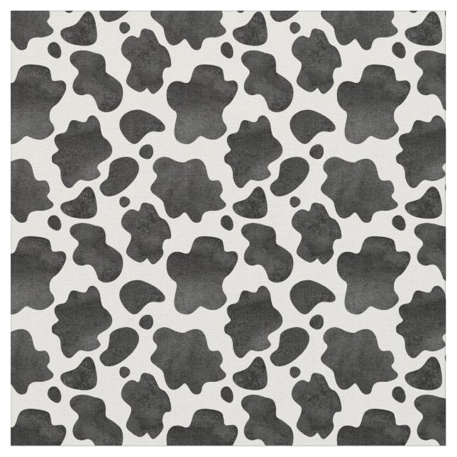 Cow Spots Pattern Black and White Animal Print  Fabric (Close Up)