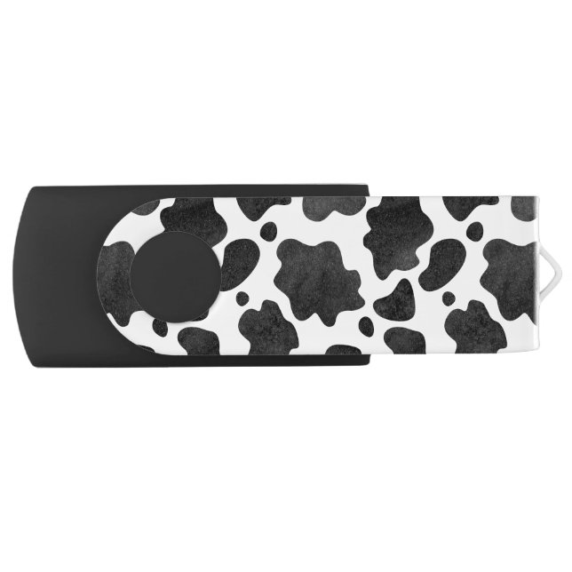 Cow Spots Pattern Black and White Animal Print Flash Drive (Front)