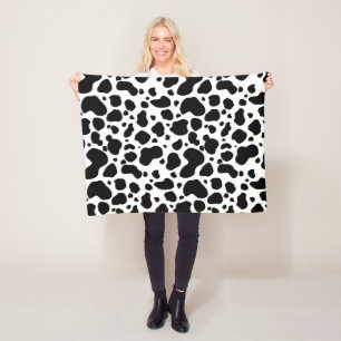 Cow Spots Pattern Black and White Animal Print Fleece Blanket