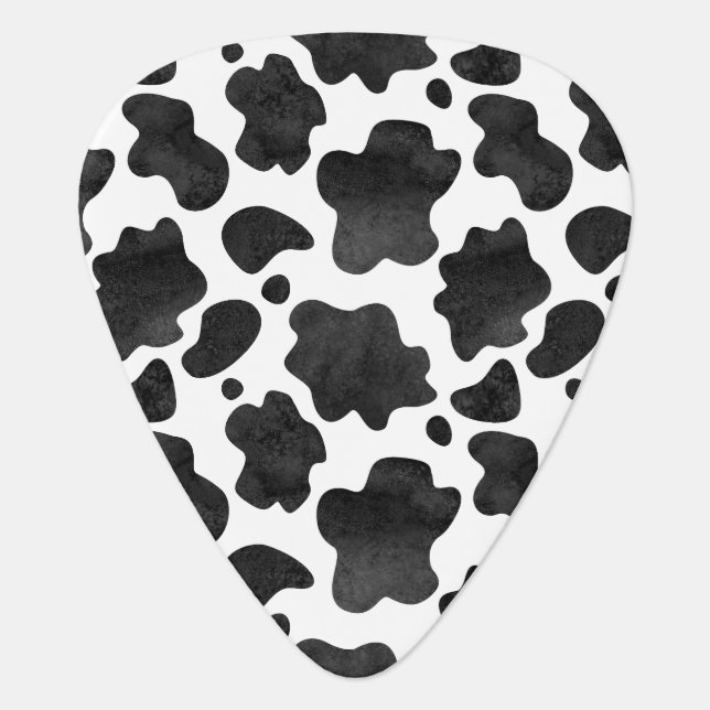 Cow Spots Pattern Black and White Animal Print Guitar Pick (Front)