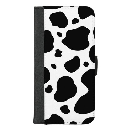 Cow Spots Pattern Black and White Animal Print iPhone 87 Plus Wallet Case