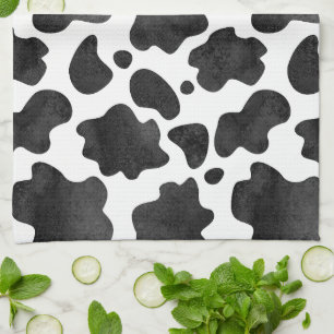 Cow Spots Pattern Black and White Animal Print Kitchen Towel