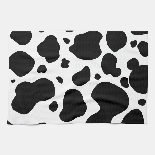 Cow Spots Pattern Black and White Animal Print Kitchen Towel (Horizontal)