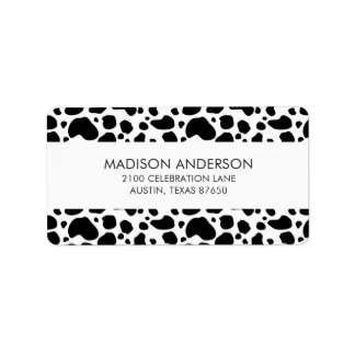 Cow Spots Pattern Black and White Animal Print Label