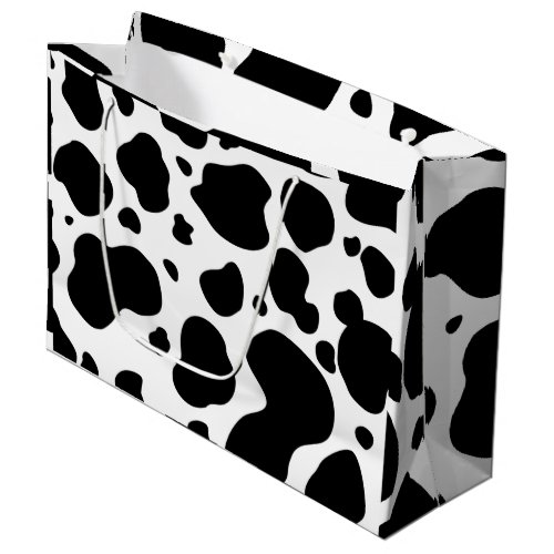 Cow Spots Pattern Black and White Animal Print Large Gift Bag