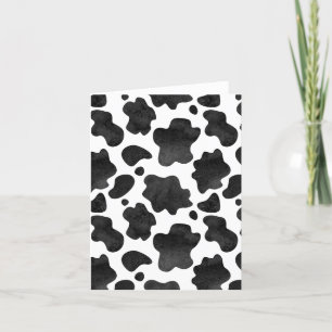Cow Spots Pattern Black and White Animal Print Letterpress Thank You Card