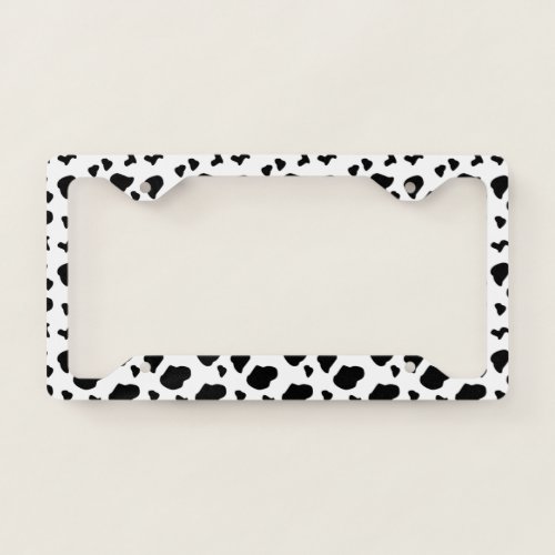 Cow Spots Pattern Black and White Animal Print License Plate Frame