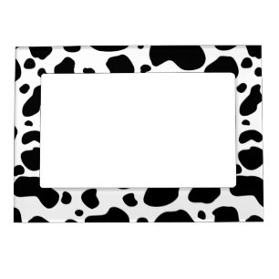 Cow Spots Pattern Black and White Animal Print Magnetic Photo Frame