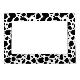 Cow Spots Pattern Black and White Animal Print Magnetic Picture Frame