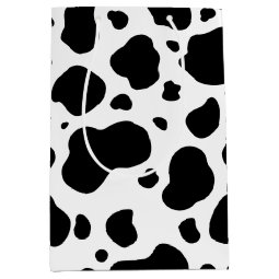 Cow Spots Pattern Black and White Animal Print Medium Gift Bag | Zazzle